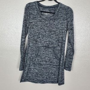 Soma Loungewear Black/Gray Marled Tunic Top w/Kanga Pocket S